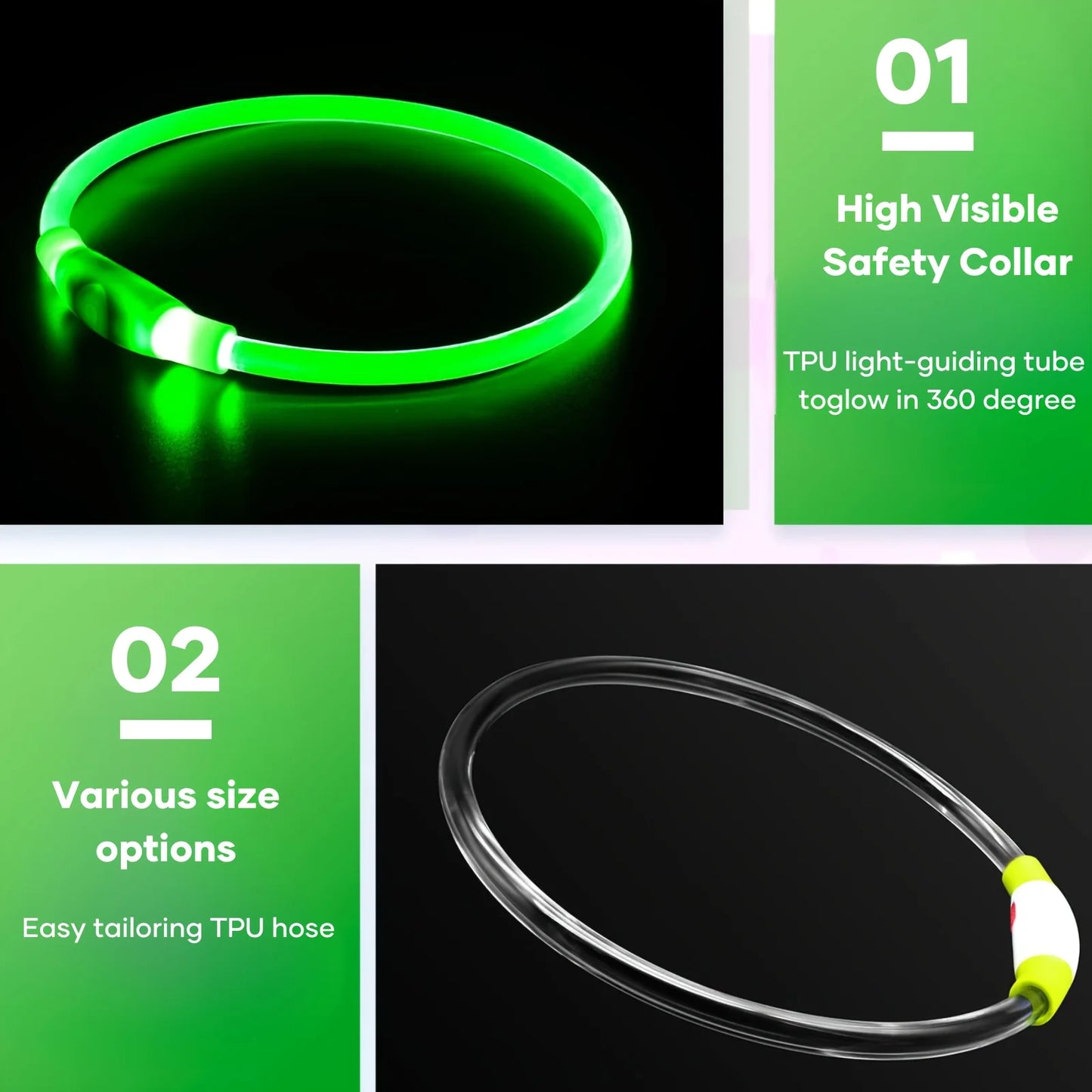 LED Safety Dog Collar — USB Rechargeable Glow