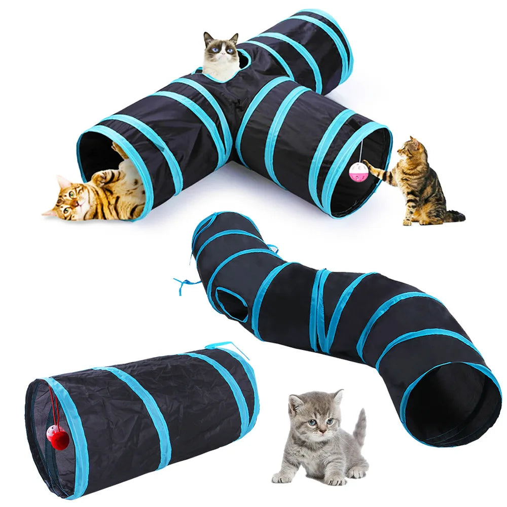 Cat Tunnel Toy — Foldable Crinkle Play Tube