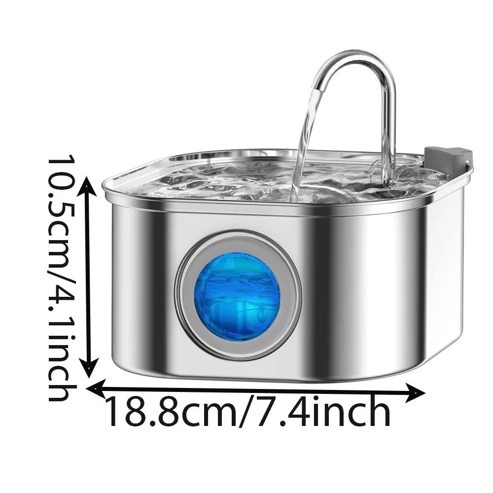 Cat Water Fountain — 3.2L Stainless Steel with Filter
