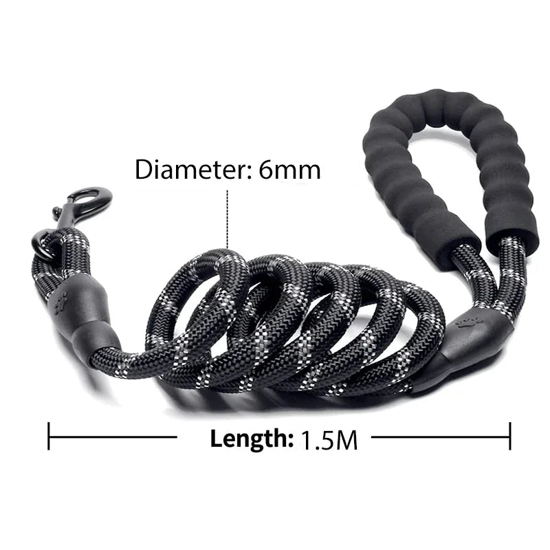 Reflective Dog Leash — Heavy-Duty Nylon