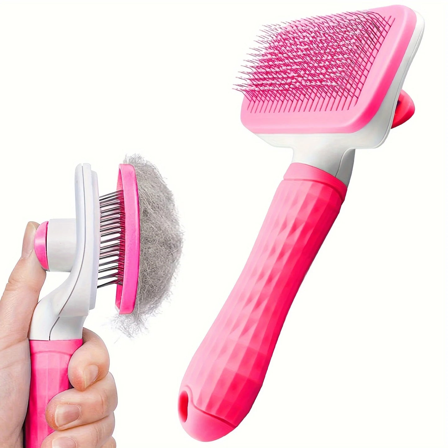Self-Cleaning Slicker Brush — One-Click Hair Release