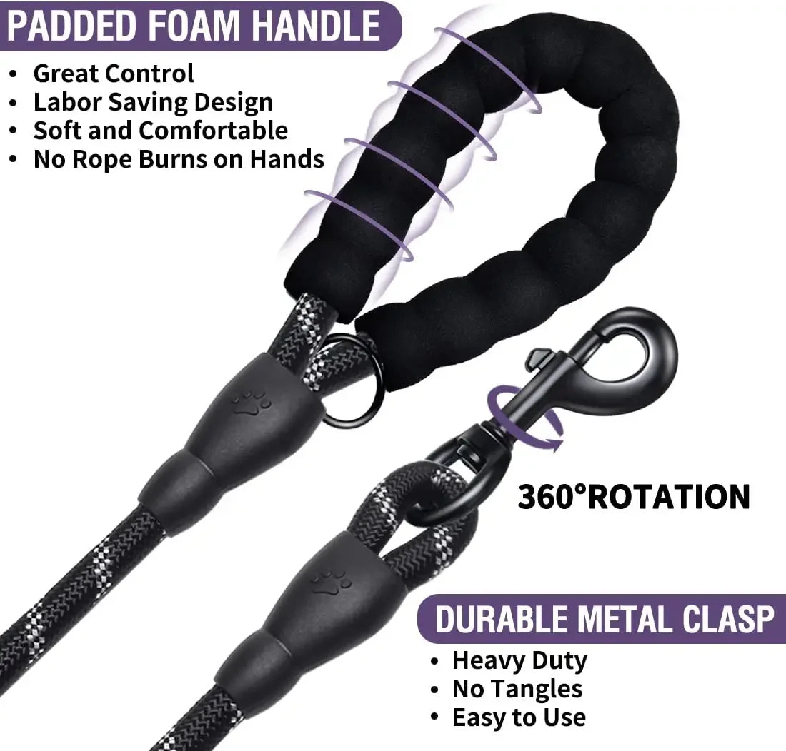 Reflective Dog Leash — Heavy-Duty Nylon