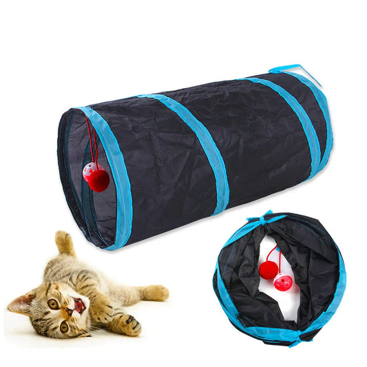 Cat Tunnel Toy — Foldable Crinkle Play Tube