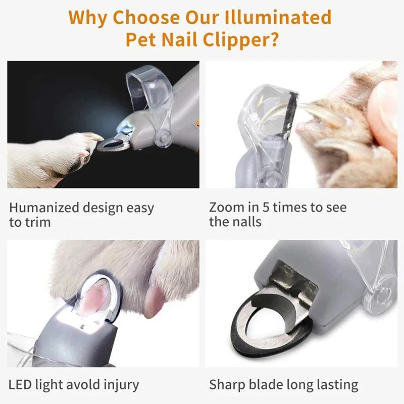 Pet Nail Clipper — Professional with LED Safety Light