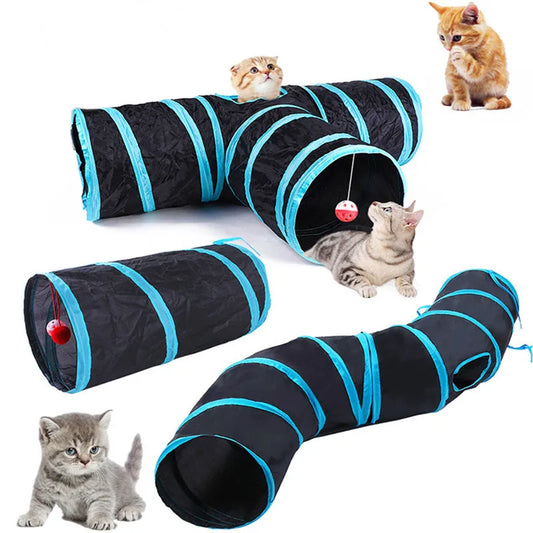 Cat Tunnel Toy — Foldable Crinkle Play Tube