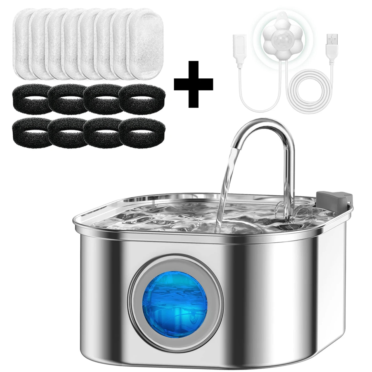Cat Water Fountain — 3.2L Stainless Steel with Filter