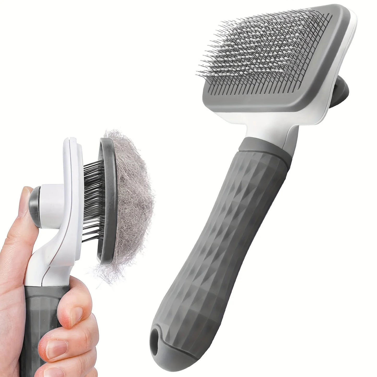 Self-Cleaning Slicker Brush — One-Click Hair Release