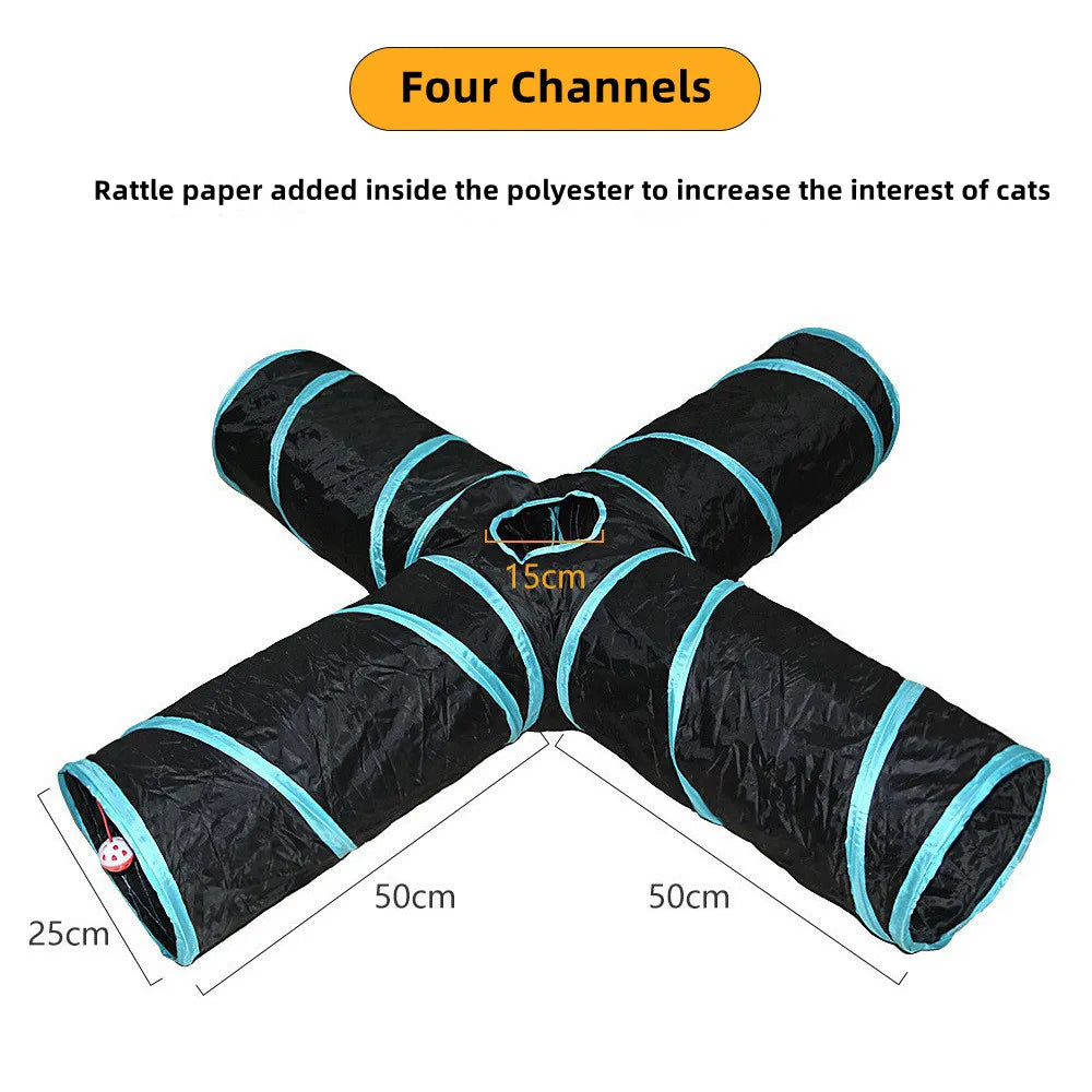 Cat Tunnel Toy — Foldable Crinkle Play Tube