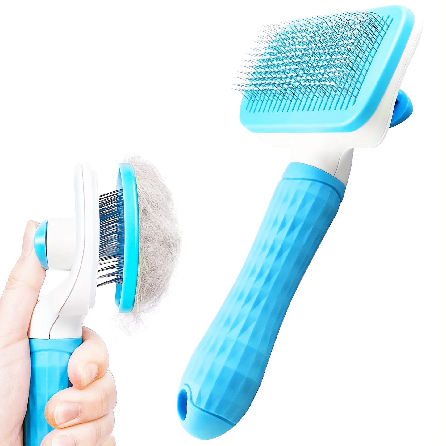 Self-Cleaning Slicker Brush — One-Click Hair Release