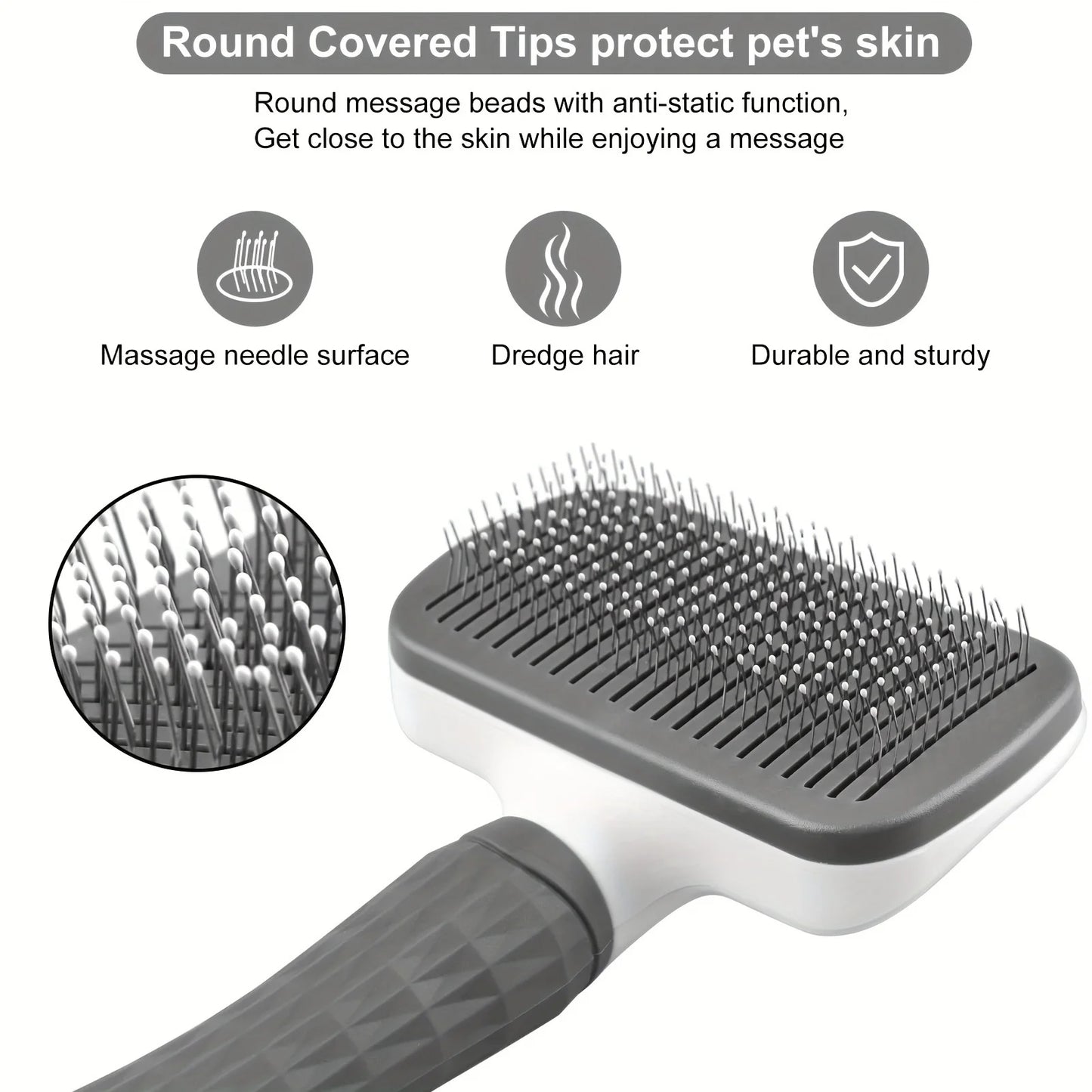 Self-Cleaning Slicker Brush — One-Click Hair Release