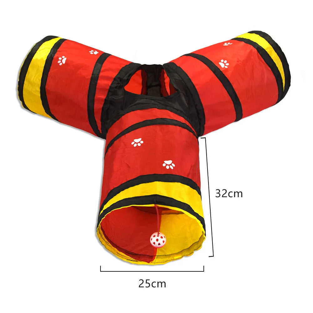 Cat Tunnel Toy — Foldable Crinkle Play Tube